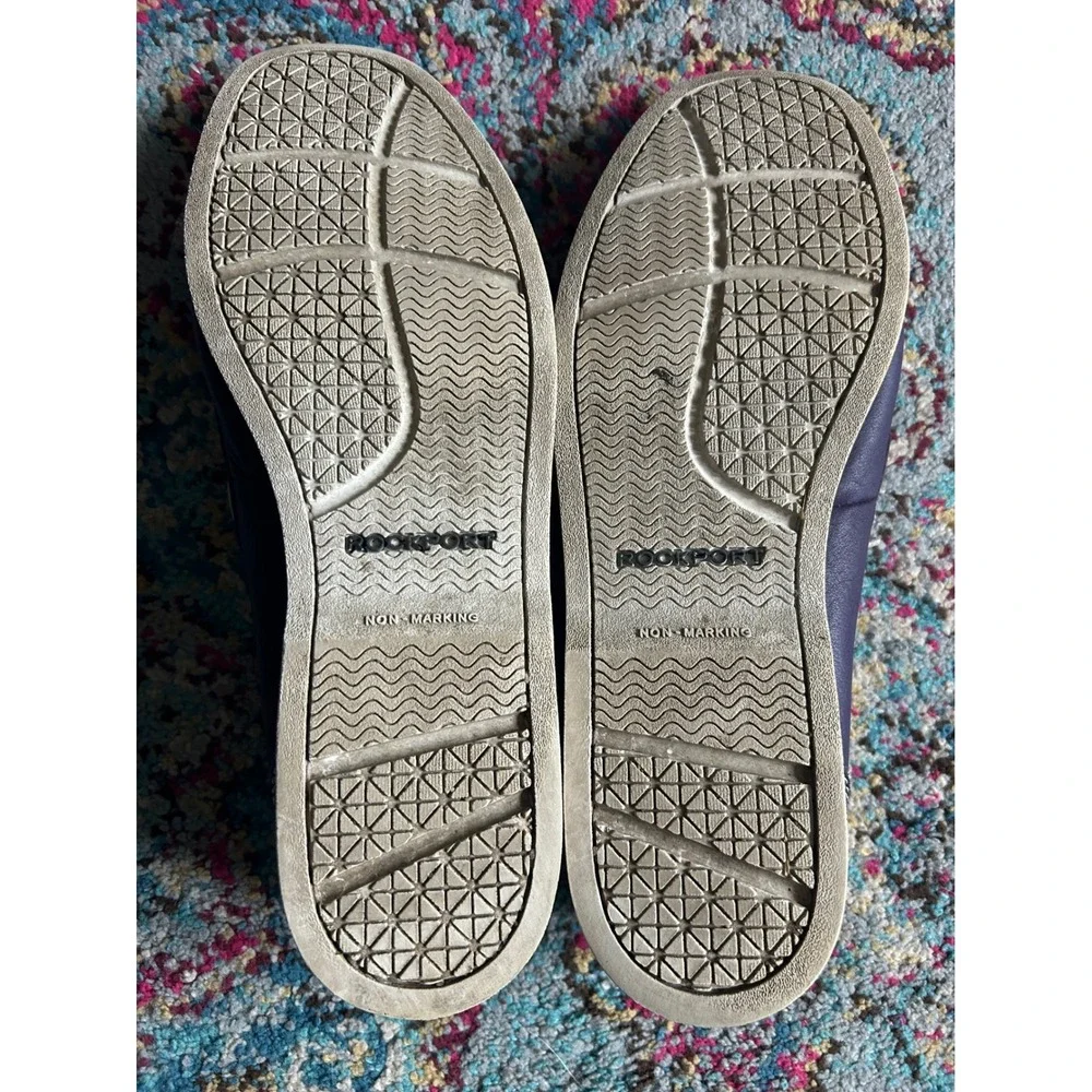 Rockport Boat Shoes Purple Pebbled Leather Gingham Lining Loafers Mens 15M